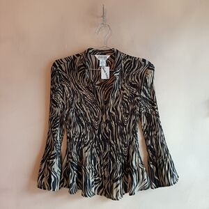90's Style Animal Print Pleated Shirt